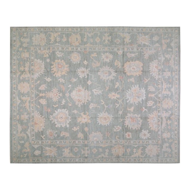 Turkish Oushak Hand Knotted Wool Rug, 12'1"x15'1" For Sale