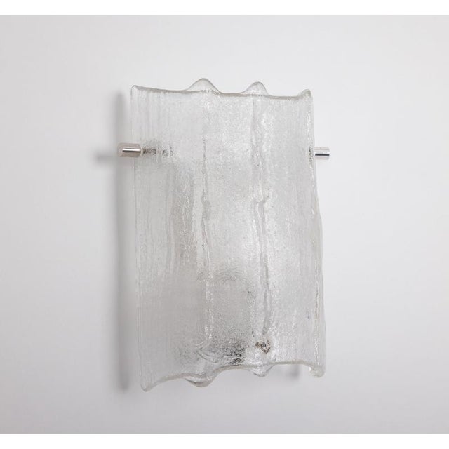 Vintage Murano Ice Glass Vanity Sconces from Kaiser Leuchten, Germany, 1970s, Set of 2 For Sale - Image 4 of 14