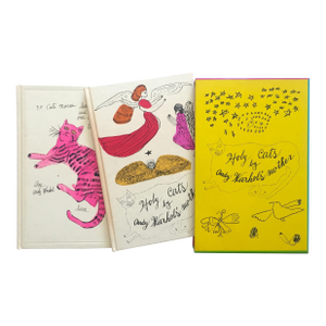 Andy Warhol Estate " 25 Cats Name Sam and One Blue Pussy / Holy Cats by Andy Warhol's Mother " Vintage 1987 First Edition Slipcase Two Books Set