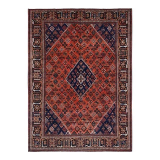 1950 8'1"x11'3" Ochre Red Hand Knotted Vintage All Wool Joshagan Cleaned Oriental Rug For Sale