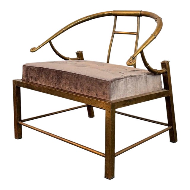 1970s Brass "Empress" Hollywood Regency Chair by Warren Lloyd for Mastercraft For Sale