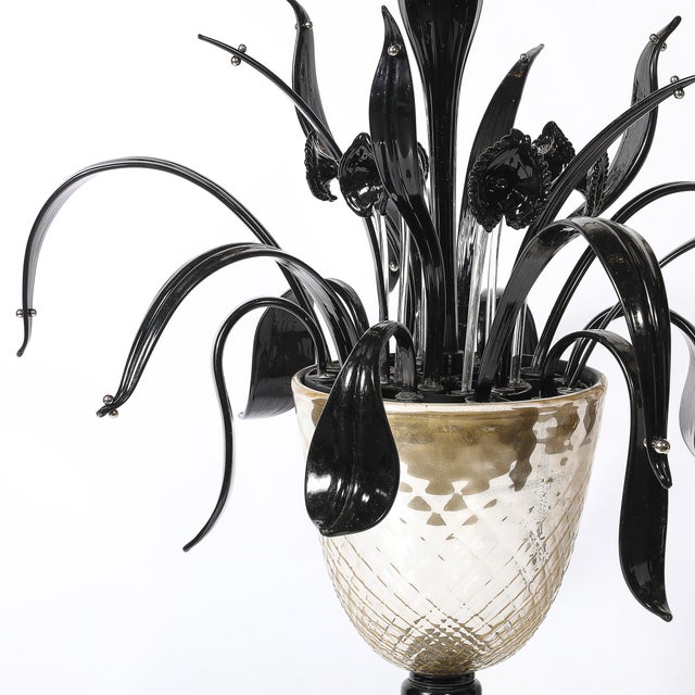 Mid-Century Expansive Leaf Form Handblown Murano Glass & 24kt Gold Fleck Uplight For Sale - Image 12 of 18