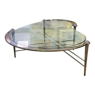 20th Century Glass and Chrome Kidney Shaped Table For Sale