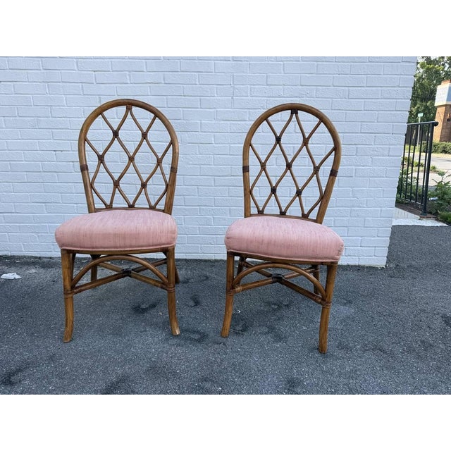 Late 20th Century Set of Four Vintage Bamboo Dining Chairs For Sale - Image 4 of 15