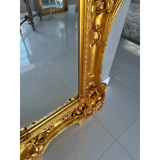 Gold French Style Baroque Wall Mirror – 7.5 Ft Tall Statement Mirror For Sale - Image 8 of 11