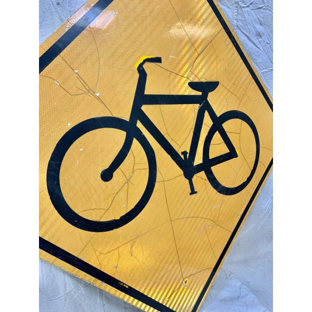 Vintage Reflective Bicycle Road Sign For Sale - Image 10 of 12
