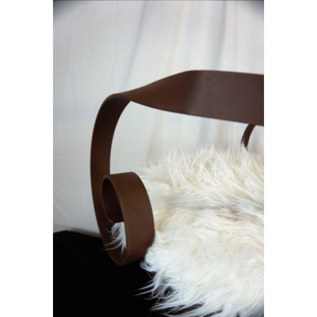 1970s Sultana Style Metal & Faux Fur Chairs - A Pair For Sale - Image 5 of 10