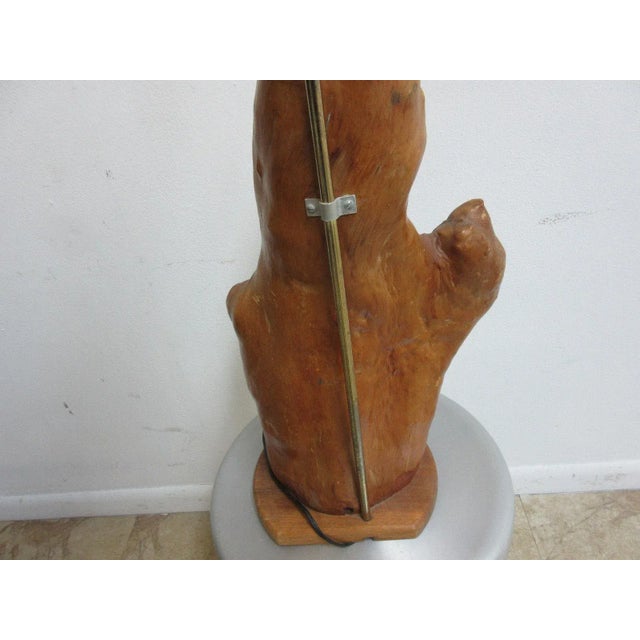 Vintage Mid Century Live Edge Free Form Hollow Log Table Lamp For Sale - Image 9 of 11