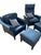 Blue Dark Blue Leather Lounge Chairs and Stools from Walter Knoll / Wilhelm Knoll, Set of 4 For Sale - Image 8 of 18