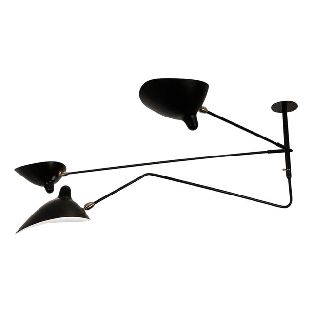 Black Suspension Lamp by Serge Mouille For Sale
