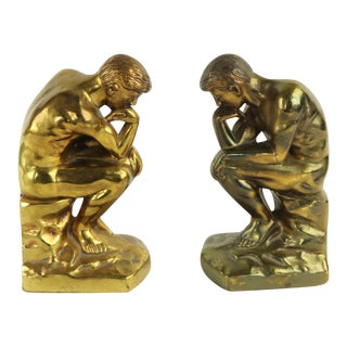 Vintage Thinker Bookends - a Pair For Sale
