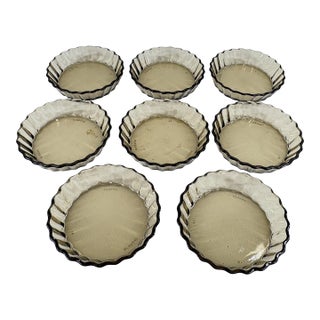 Vintage Arcopal France Smoked Glass 4.25" Tart Dishes - Set of 8 For Sale