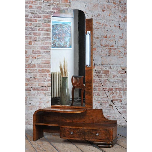 Art Deco Dressing Table in Walnut Veneer, Czech, 1930s For Sale - Image 3 of 18