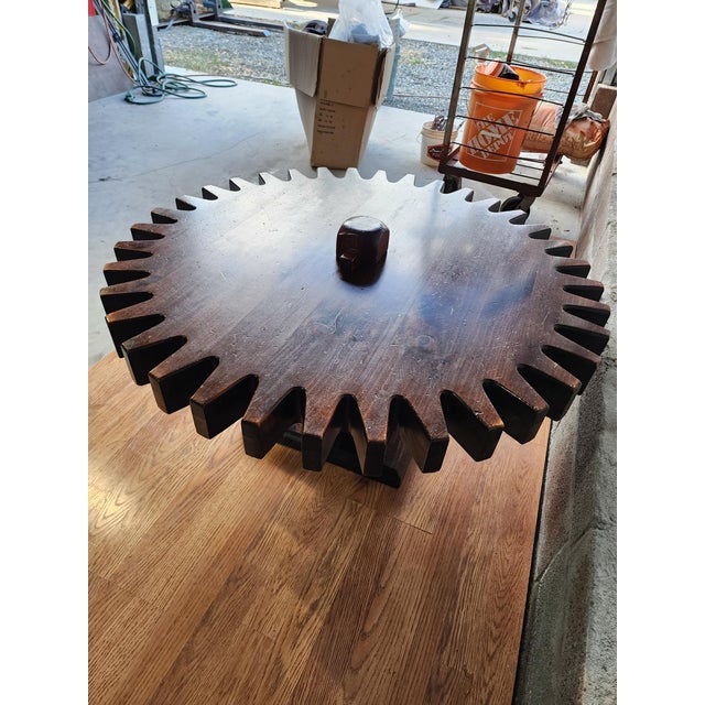 1970s Vintage Ethan Old Tavern Solid Pine Gear Coffee Table For Sale - Image 5 of 9