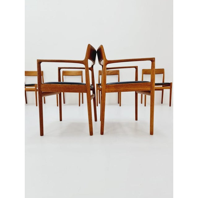 Danish Dining Chairs in Teak with Leather Seats by Johannes Nogaard, 1960s, Set of 6 For Sale - Image 6 of 11