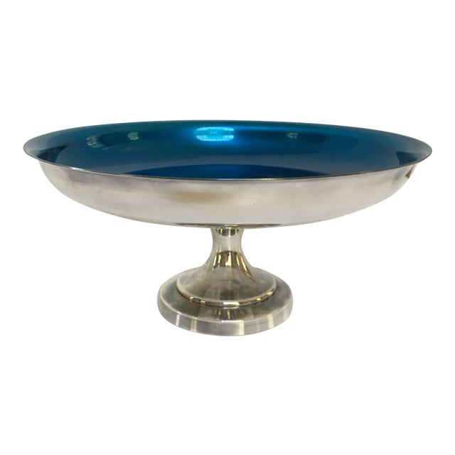 MidCentury Oneida Silversmiths Blue Enameled Candy Dish Chairish