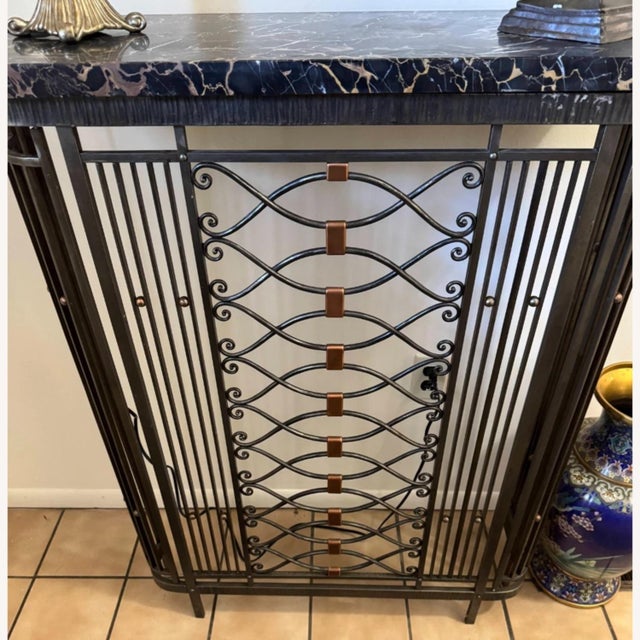 Vintage Iron Radiator Cover Console Table | Genuine Black Marble Top Elevate your entryway, hallway, or living space with...