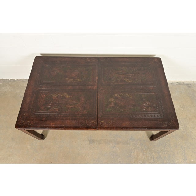 Mario Buatta for John Widdicomb Hollywood Regency Chinoiserie Faux Tortoise Shell Extension Dining Table, Circa 1970s For Sale - Image 9 of 16