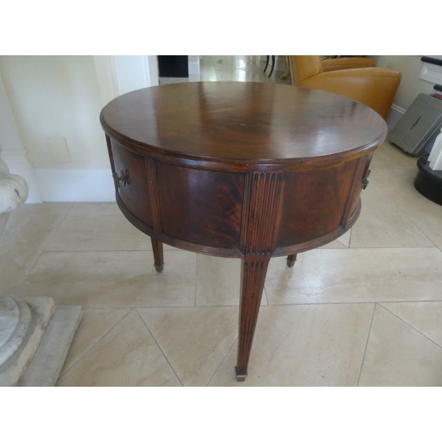 Late 20th Century Late 20th Century Henredon Acquisition's Flamed Mahogany Drum Table For Sale - Image 5 of 9