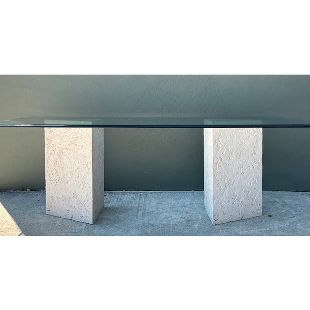 Cream Vintage Plaster Faux Coral Geometric Table Pedestals - Pair For Sale - Image 8 of 14