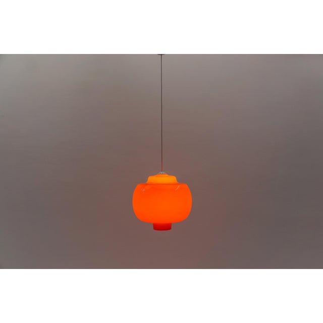 Mid-Century Modern Large Orange Glass Pendant Lamp from Peill & Putzler, 1960s For Sale - Image 3 of 12