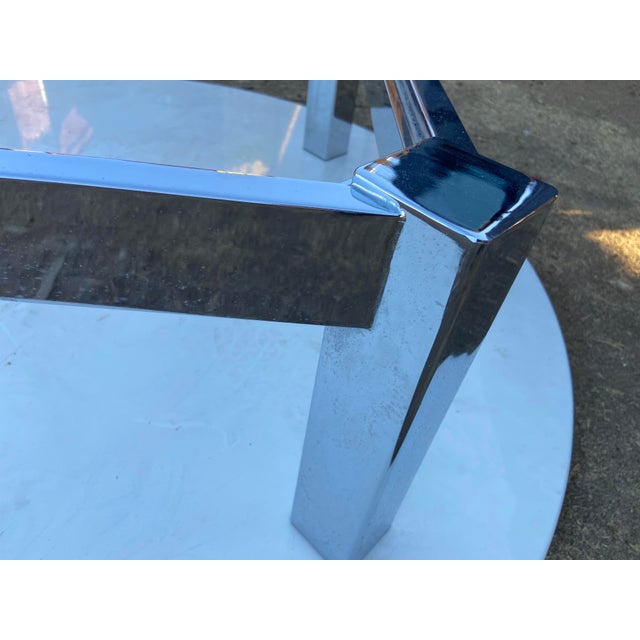 Vintage Mid Century Modernist Chrome Glass Coffee Table Milo Baughman Style For Sale - Image 12 of 18