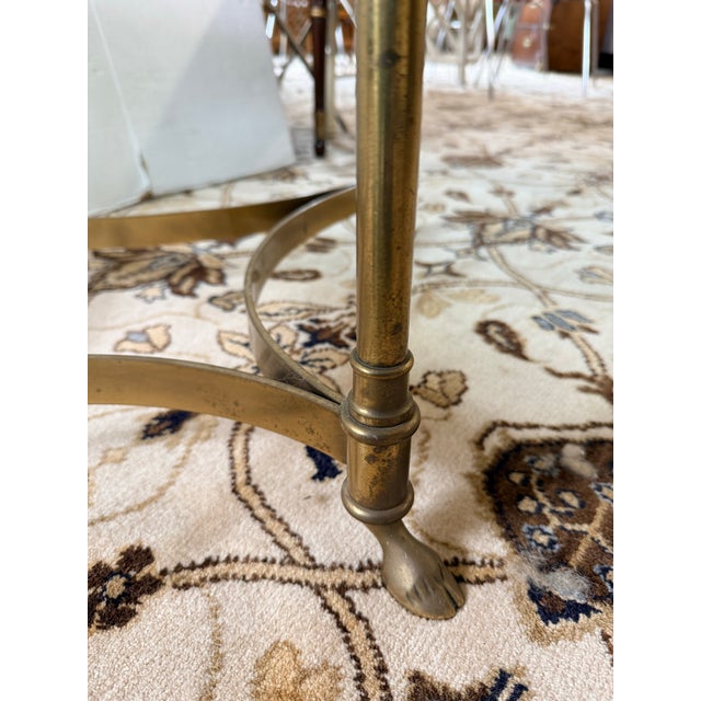 Vintage Maison Jansen Style Brass and Glass Oval Coffee Table For Sale In New York - Image 6 of 6