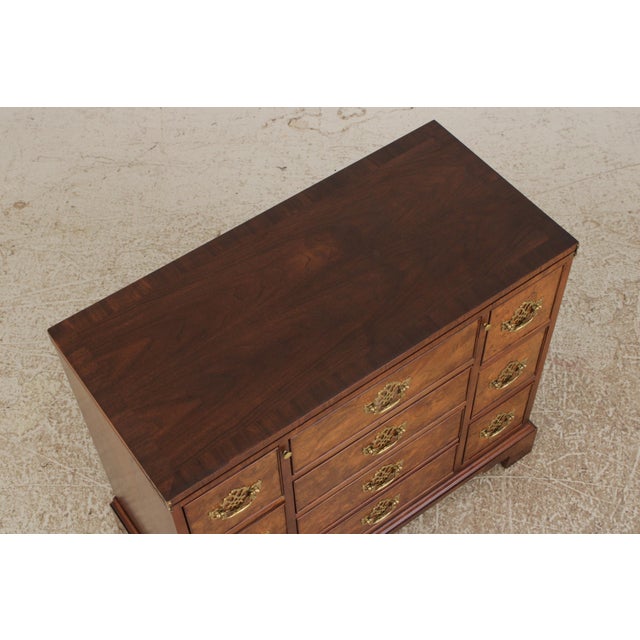 Baker Burl Wood 8 Drawer Flip Top Server Bachelor Chest For Sale - Image 11 of 17