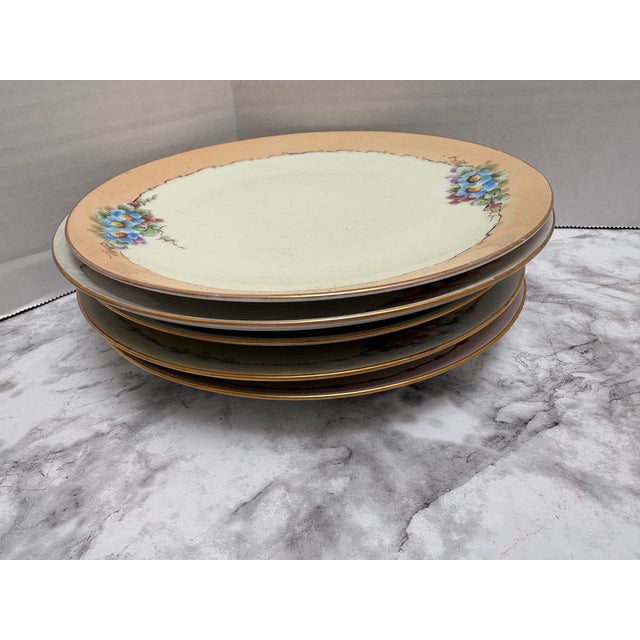 Pink Vintage Collection of French Floral Dessert Dishes - Set of Five For Sale - Image 8 of 12