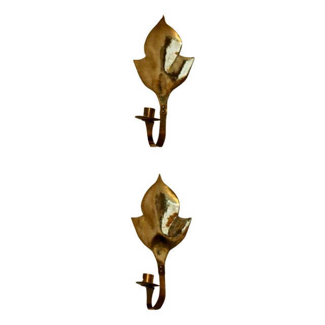 Mid-Century Modern Swedish Brass Sconces, Set of 2 For Sale