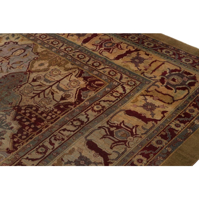 2010s Hand-Knotted Antique Amritsar Rug Gold Red All Over Floral Pattern For Sale - Image 5 of 7