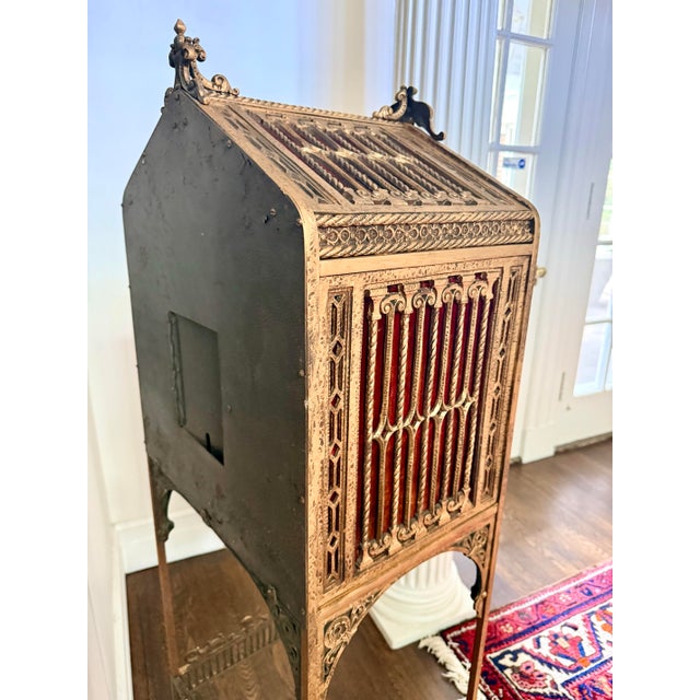 Rare Antique Oscar Bach Gilt Bronze Mailbox Telephone Table For Sale - Image 9 of 9