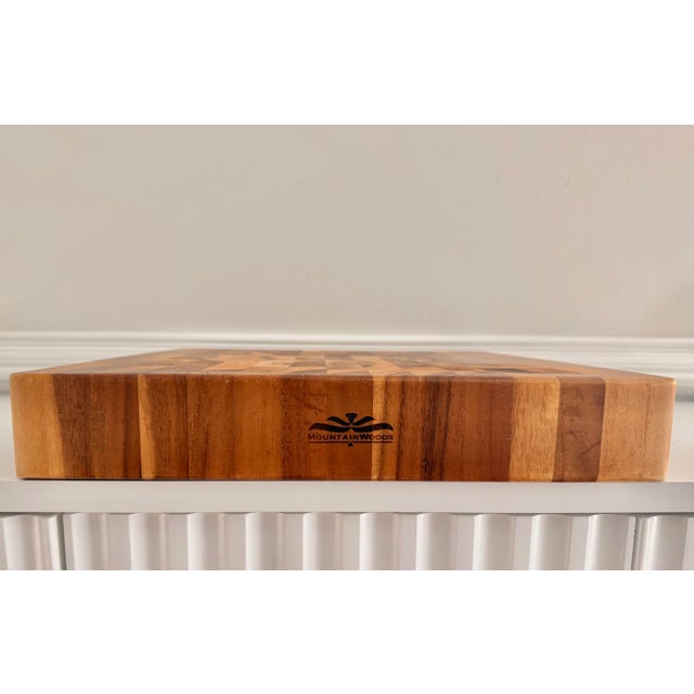 Wood Mountain Woods 16” Square Extra-Thick 3” End-Grain Acacia Butcher Block Cutting Board For Sale - Image 7 of 9