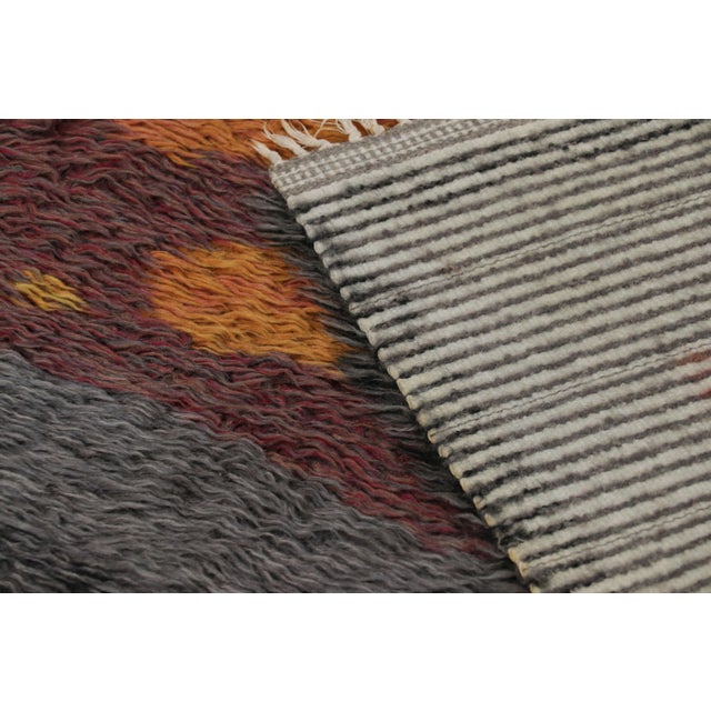 Textile Vintage Swedish Rya Rug, Gray With Scandinavian Flame Pictorial - Rug & Kilim For Sale - Image 7 of 7