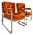 1970's Vintage Mid-Century Chrome Cantilever Armchairs, Orange Tufted Velvet, Set of 2 For Sale