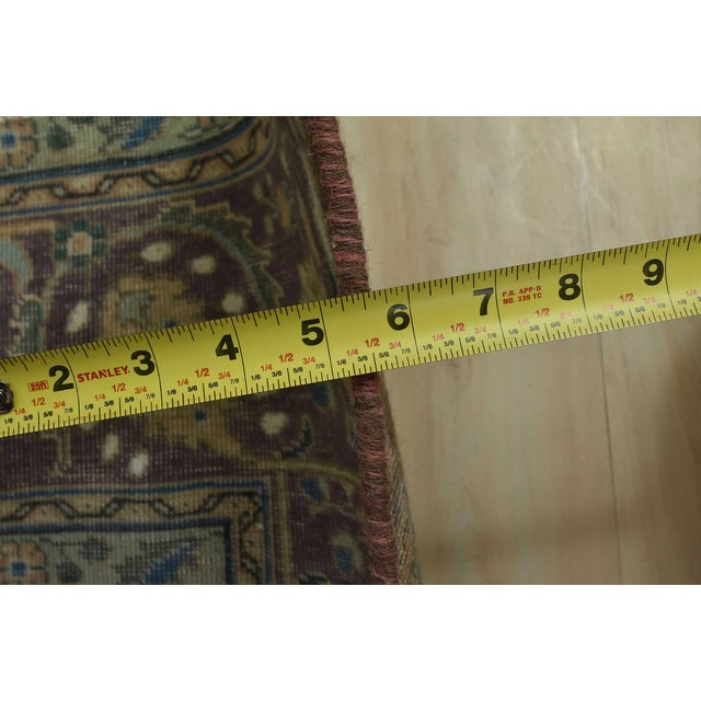 Tabriz Rug 9’2” X 12’2” Pink Wool Vintage Distressed Hand-Knotted Carpet For Sale - Image 13 of 15