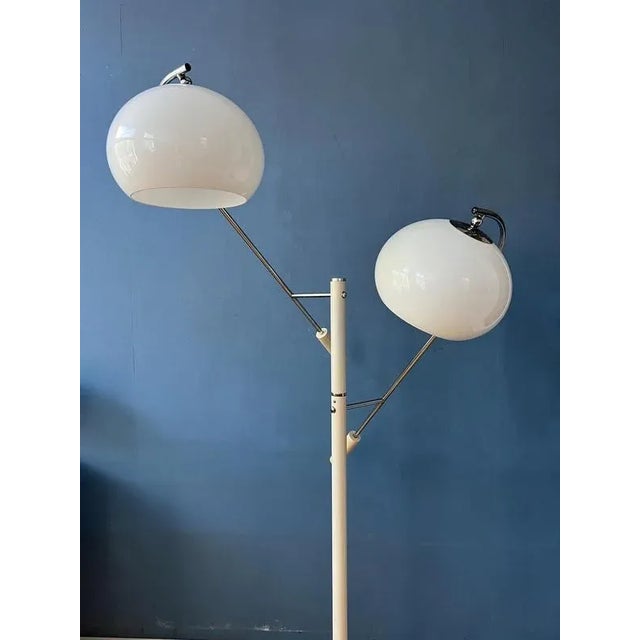 Plastic Space Age White Mushroom Swing Arm Floor Lamp from Dijkstra For Sale - Image 7 of 11