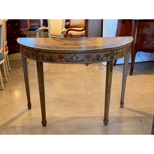 19th Century 19th Century Italian Painted Demi-Lune Console Table For Sale - Image 5 of 14