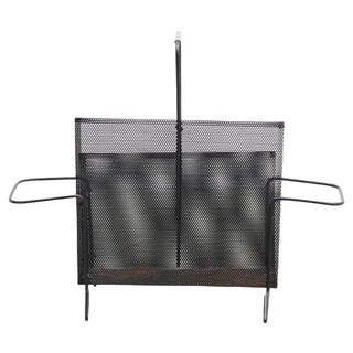 Black Lacquered Metal Magazine Holder attributed to Mathieu Matégot, 1950s For Sale