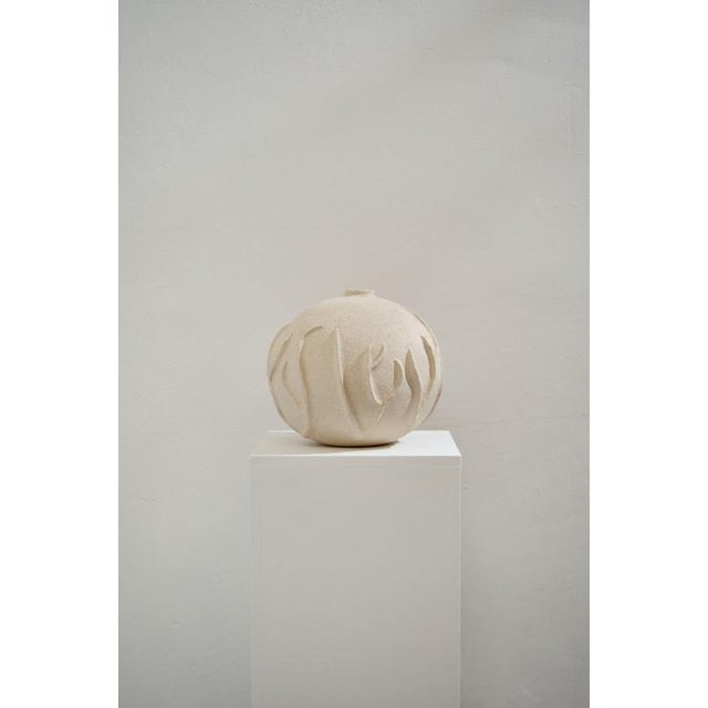 Not Yet Made - Made To Order L´Algue Beige Sandstone Vase by Lou Thomas For Sale - Image 5 of 6