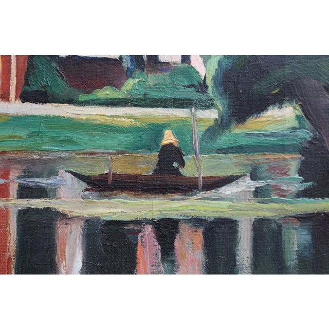 Charles Kvapil, Boats on a Pond, 1930s, Oil on Canvas, Framed For Sale - Image 18 of 18