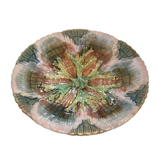 Antique Etruscan Seaweed Griffin Smith Hill Majolica Tea Cup and Saucer 19th Century For Sale - Image 4 of 7