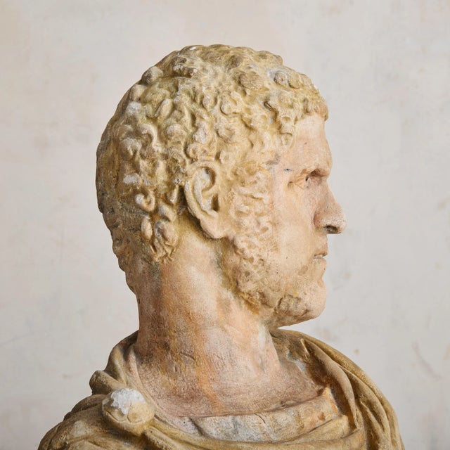 Imposing and evocative, this large stone bust captures the stoic intensity of Emperor Caracalla, one of ancient Rome's...