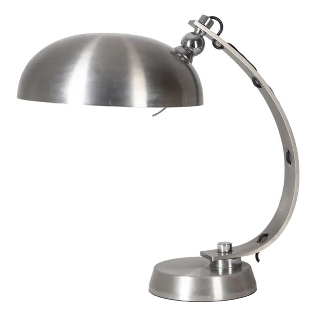 Vintage Italian Ministerial Table Lamp in Chromed Metal For Sale