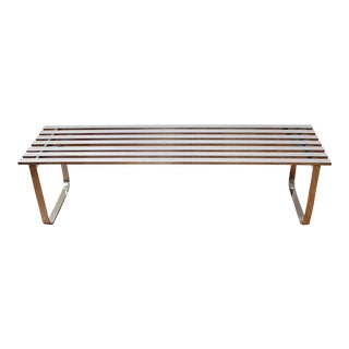 Milo Baughman Steel Chrome Slatted Bench for Dia Vintage For Sale