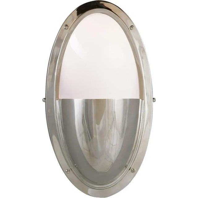 Modern Thomas O'Brien for Visual Comfort Signature Pelham Oval Light in Polished Nickel with White Glass For Sale - Image 3 of 4