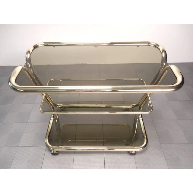 Morex Sculptural Brass Tube Bar Cart by Morex of Italy For Sale - Image 4 of 7