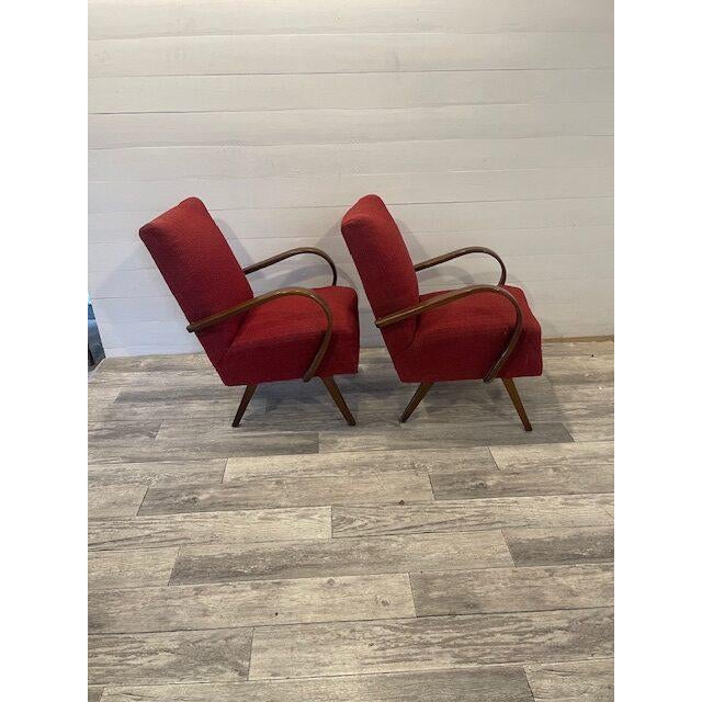 Set Retro Vintage Mad-Man Chairs, 1940 Used,need new upholstery Designer Jaroslav Smidek In good original condition Dims;...