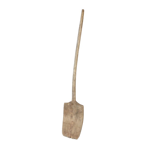 Victorian Antique 19th Century Primitive Wooden Farmhouse Grain Malt Shovel 58" For Sale - Image 3 of 16