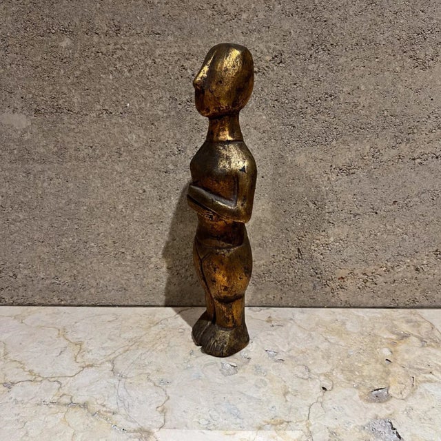 1970s Golden Oscar Art Sculpture Cycladic Figurine For Sale - Image 4 of 11